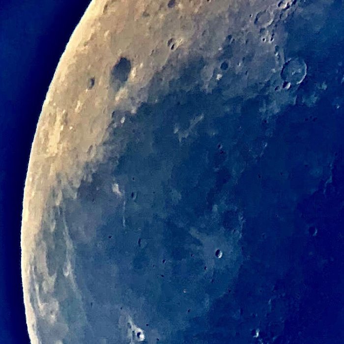 Name: Dean ClarkInstagram: n/a Camera: Iphone 8Telescope: Astrotech ED65Q Subject: Moon Photo Taken: 29th November 2021Image Duration: n/a Software used: n/a Filters used: IPhone filtersPhoto Information: This photo was taken on the morning of the 29th November as the sun was about to rise so that I could capture Mare Orientale which is normally on the dark side of the Moon however it’s current liberation allows us a sneak peek which we won’t get for another 5 years. Grimaldi stands out beautifully with Orientale at around 11 o’clock highlighting the ‘dent’ in the moon.
