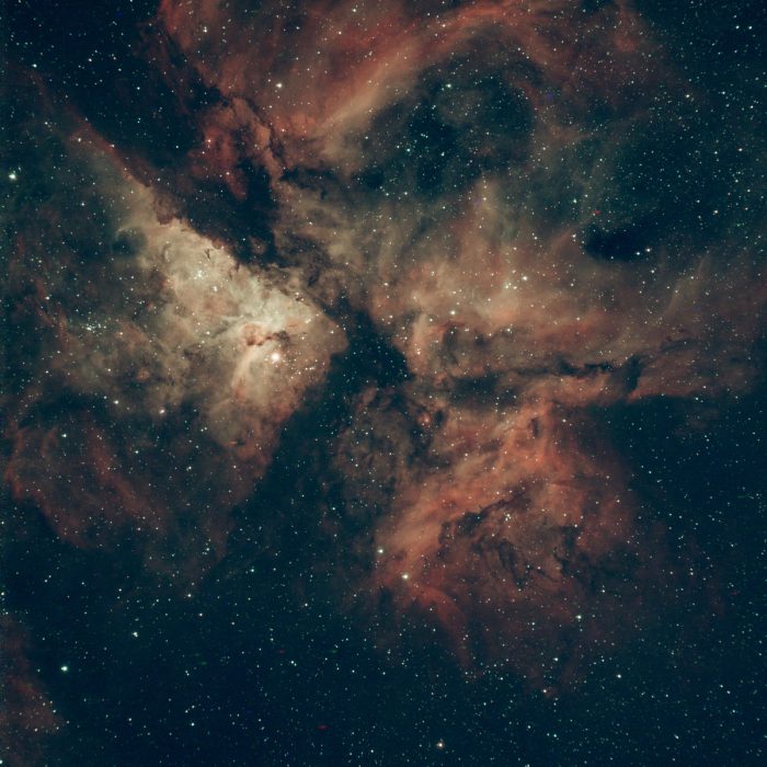Name: Jane CocksInstagram: @jatosha Camera: ASI 533MC ProTelescope: Skywatcher Evolux 82ED Subject: The Carina Nebula Photo Taken: Taken from inner west of Adelaide (Bortle 6) on Thursday 26th January  Image Duration:N/A Software: ASIAIR Plus live stack, no other editingFilters used: Optolong L-Extreme Photo Information: