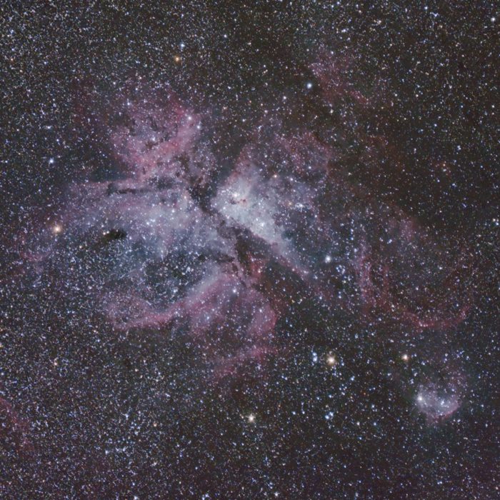 Name: Peter MarinosInstagram: @marinos_peterCamera: Canon 600DTelescope: None, 55-250mm lens, ( at 250mm f/5.6Subject: Carina Nebula CorePhoto Taken: Eyre Peninsula June 2021 Image Duration: 60-second exposures, forty images, plus darks and flats.  Software: Deep Sky Stacker (DSS) 15 framesFilters used: n/a Photo Information: Used a Sky Watcher Star Adventurer and the 55-250mm Canon kit lens