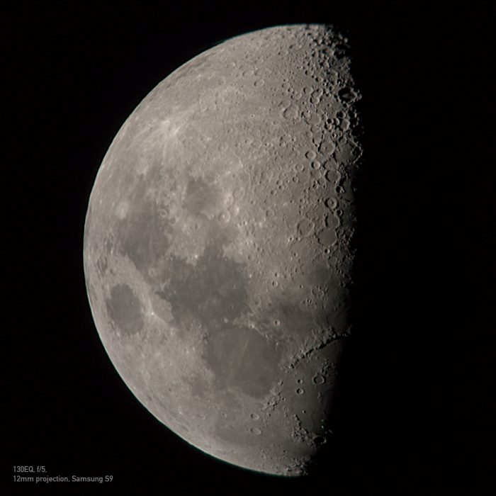 Name: Peter MarinosInstagram: @marinos_peterCamera: Samsung Galaxy S9Telescope: Celestron Astromaster 130EQSubject: MoonPhoto Taken: Taken August 2020 with Celestron NEXYZ phone adapter Image Duration: n/a Software: Lynkeos to stack 30 frames, Gimp for final touches Filters used: None